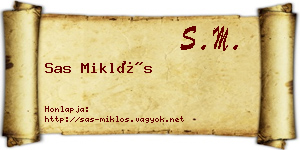 Sas Miklós névjegykártya